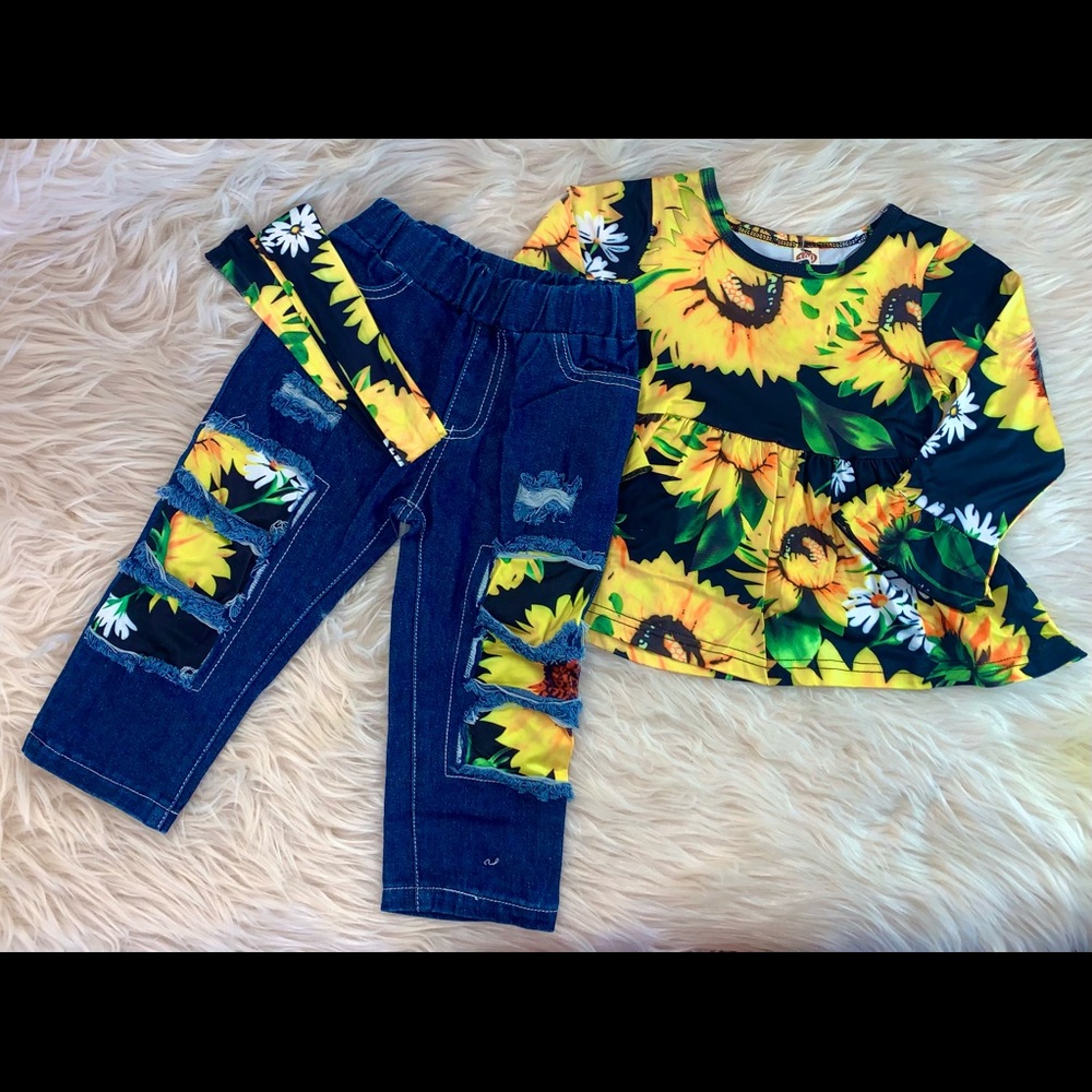 Girls Sunflower Boutique outfit set